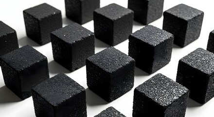 Black Cube Arrangement on White Surface