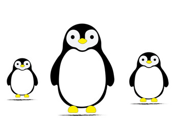 penguins on a white background