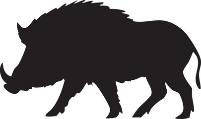Editable Wild Boar Silhouette Vector