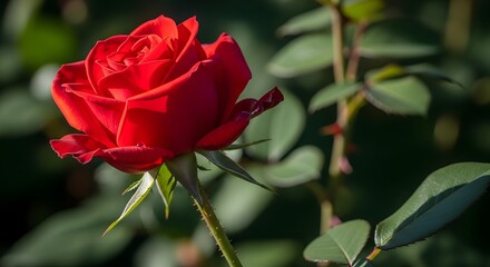 Red Rose Blossom in the Garden