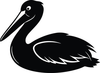 pelican silhouette isolated on white
