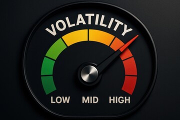 Volatility Gauge Indicator Showing Low, Mid, and High Risk Levels on Dark Background