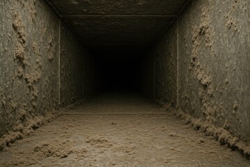 Obraz premium Dark and Dirty Ventilation Duct with Dust and Debris Accumulation in Industrial Setting