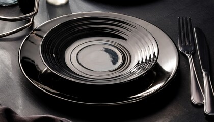 upscale pricey dishware dark black gourmet supper chef