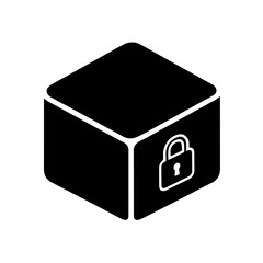 Locked Cube Icon - Data Security, Encryption, and Block Storage