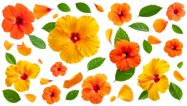 PNG Tropical Floral Petals Flying and Falling Gracefully, Transparent
