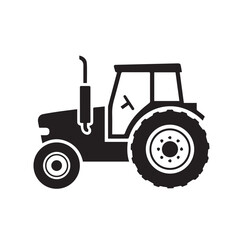 Fototapeta premium Illustration of a black tractor isolated on white background, a powerful agricultural machine used for plowing fields and harvesting crops, showcasing its robust design and functionality