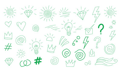 Colorful Hand Drawn Doodle Icons and Arrow Vector Set – Creative Sketch Elements for Design and Decoration