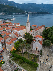 Obraz premium Budva Old Town aerial view in Montenegro