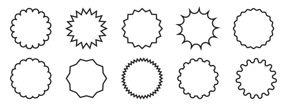  circle scalloped frame simple label and sticker.