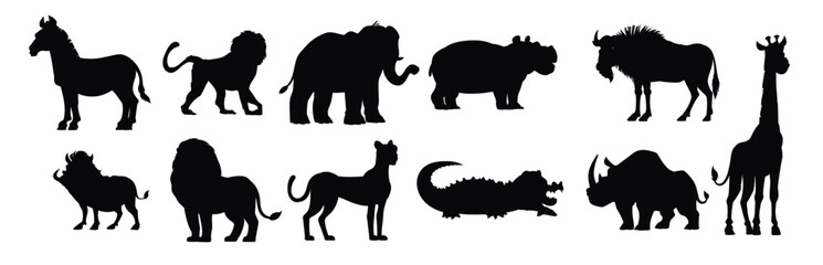  collection of African wild animals vector cartoon illustration 