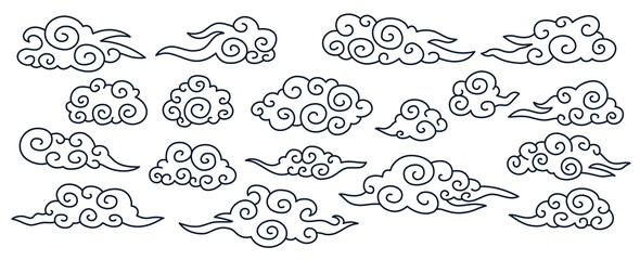 Asian cloud set vector collection of clouds in chinese style
