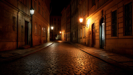 Fototapeta premium prague street at beautiful night