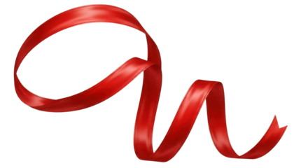 Shiny red ribbon for festive celebrations isolated PNG with Transparent Background