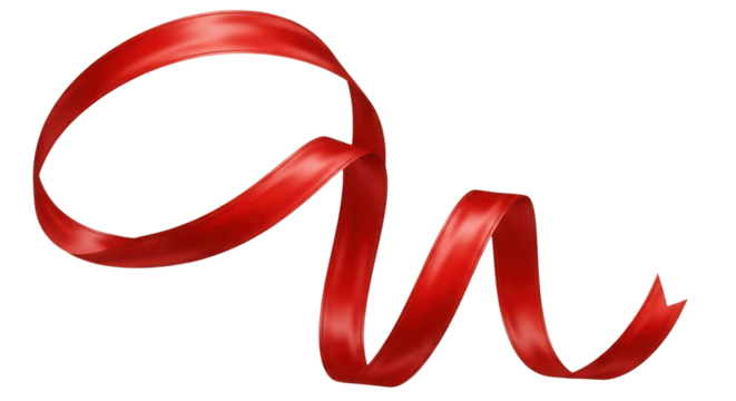 Shiny red ribbon for festive celebrations isolated PNG with Transparent Background