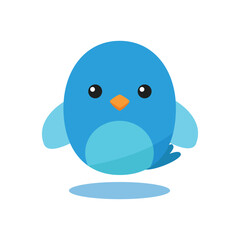 Cute Blue Bird Cartoon Vector Mascot expressive eyes Its rounded body and gentle demeanor evoke joy and approachability. Perfect for kids Simple Round Flat Illustration
