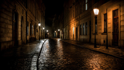 Fototapeta premium prague street at beautiful night