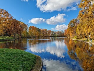 autumn landscape with lake