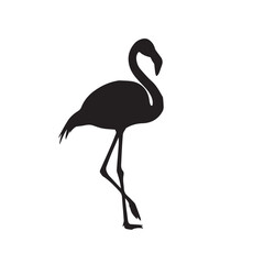 Silhouette of a flamingo isolated on white background this striking image captures the essence of the iconic bird, showcasing its graceful form and distinctive features in a minimalist style