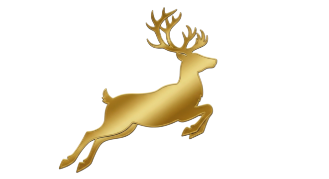 Golden deer leaping isolated PNG with Transparent Background