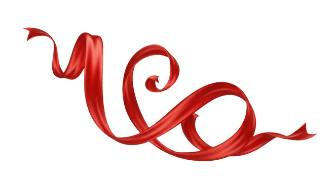 Elegant flowing red ribbon isolated PNG with Transparent Background