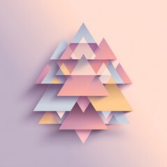 A pastel colored triangle arrangement forming a christmas tree shape on a gradient background design art