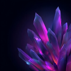 A cluster of vibrant purple and blue crystals against a dark background with subtle light reflections