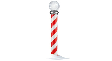 Christmas candy cane striped pole with snow globe isolated PNG with Transparent Background
