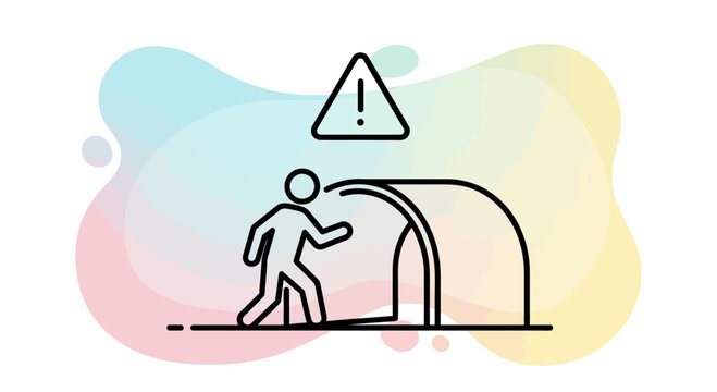 Alert Sign Warns Pedestrian Of Low Overhead Clearance, Beware Of Unforeseen Obstacles