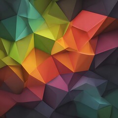 A vibrant multicolored polygonal mosaic of abstract shapes creating a geometric background design art