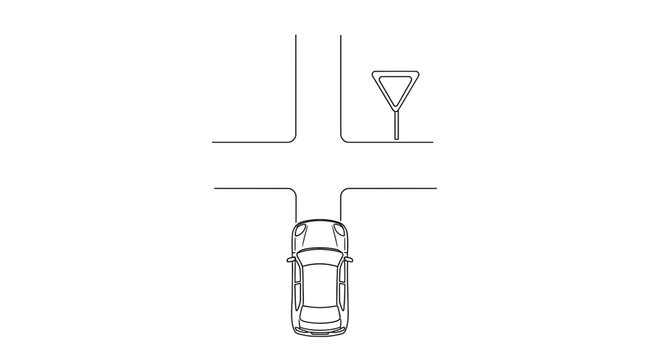 car approaching intersection with yield sign clip art preview