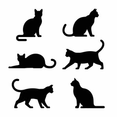 Collection of black cat silhouettes for design
