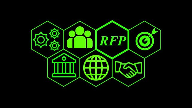 A  rfp on a futuristic ,beautiful abstract wave technology background, white flickering dots on technology background. on black background 4k video