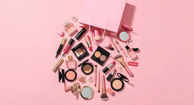 Pink music notes on a background with business and finance concepts like euro, currency, and banknote symbols - Powered by Adobe