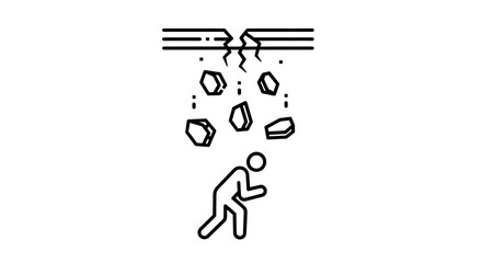 Fototapeta premium Danger Illustrative: Illustrating a Person Avoiding Falling Debris, Undergoing Damage Risk
