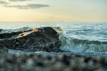 Ocean Waves Crashing up Against the Rocky Shoreline