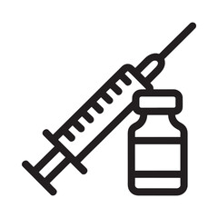 Medical syringe and vial icon representing vaccination and healthcare