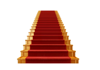 Red Carpet Staircase with Gold Trim isolated on a transparent background