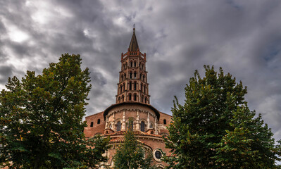 Saint-Sernin Basilica in autumn, in Toulouse, Occitania, France