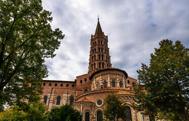 Saint-Sernin Basilica in autumn, in Toulouse, Occitania, France