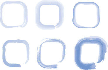 Blue Liquid Glass Rounded Square Frame Vector Set