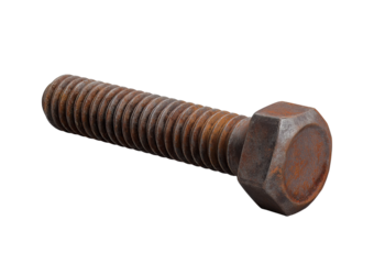 Rusted Hex Head Bolt isolated on a transparent background