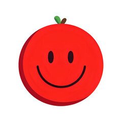 Red tomato with a happy face isolated on transparent background