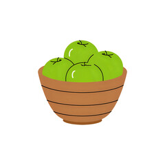 Bowl of green apples isolated on transparent background