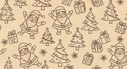 Obraz premium seamless christmas pattern outlines