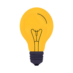 Bright yellow incandescent light bulb isolated on transparent background