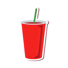 Red soda cup with straw isolated on transparent background