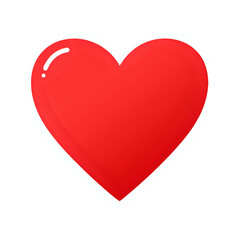 Red heart symbol with white outline isolated on transparent background