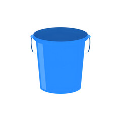 Bright blue plastic bucket with handle isolated on transparent background
