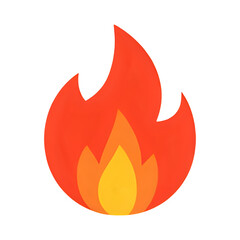 Stylized fire icon with orange and yellow flames isolated on transparent background
